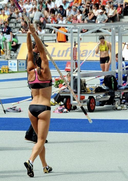 Sexy girls pole vaulting
