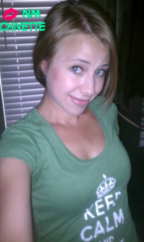 Pretty light-eyed blonde with perky juicy boobs and supple hot sexy body takes selfie in green KCCO top