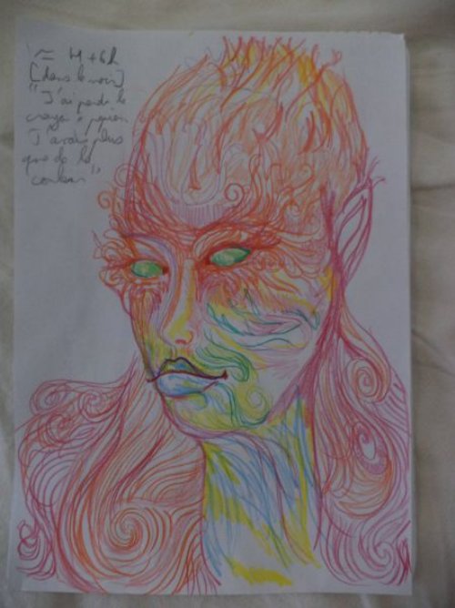 Girl draws self-portraits before and during LSD high (12 Photos)