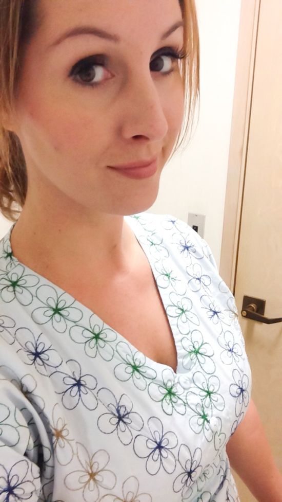 Bored at work blonde nurse selfie