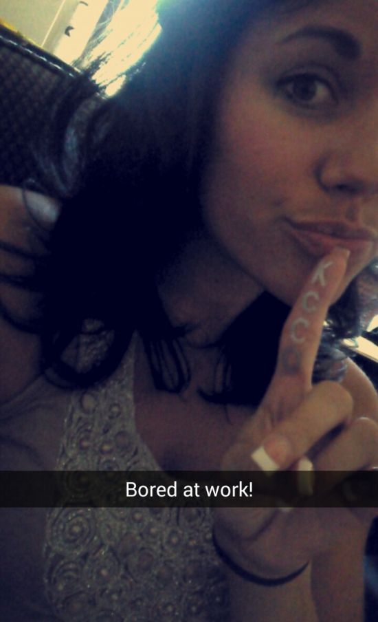 Bored at work brunette KCCO selfie
