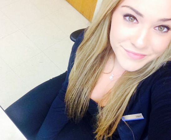 selfie of blonde girl at her desk