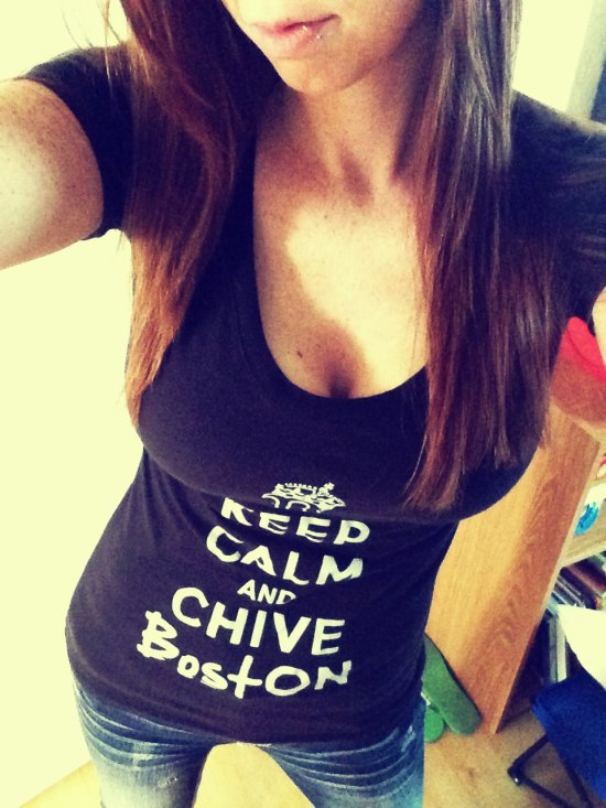 girl in KCCO Boston tshirt and jeans