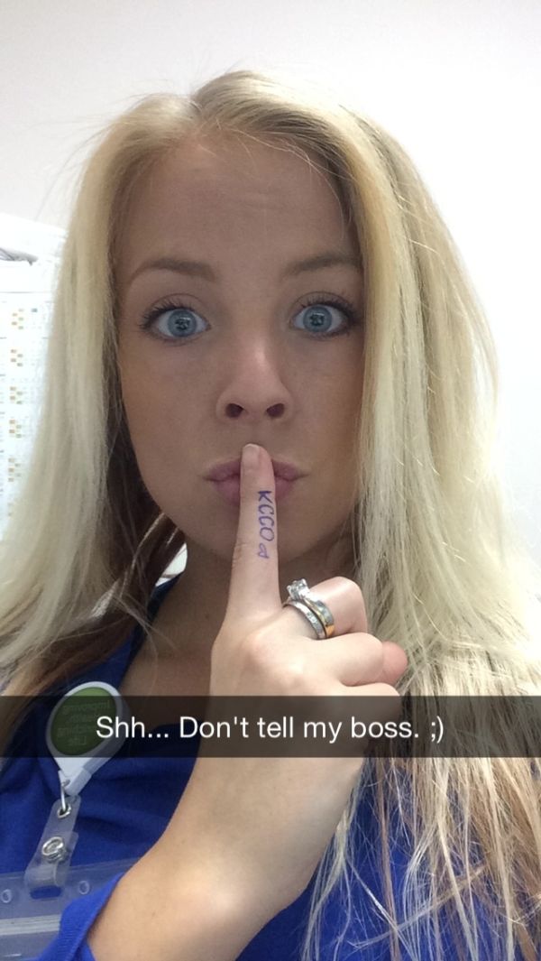 Blonde girl snapchat don't tell my boss