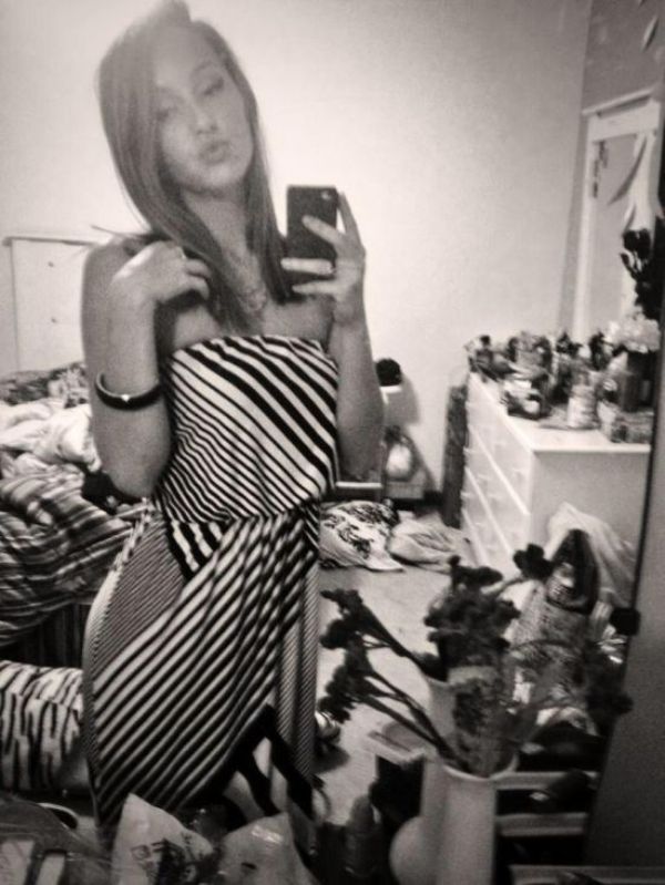 Girl in striped dress