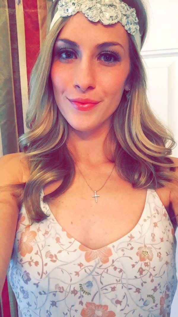 Blonde girl selfie with headband