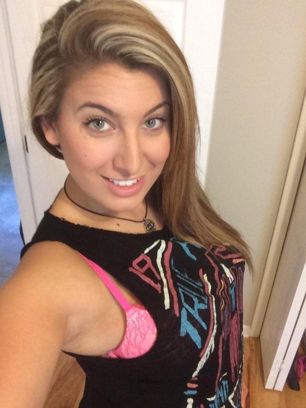 Girl selfie in black tank top