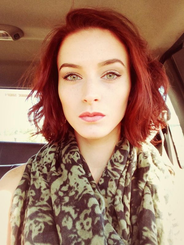 Selfie girl with red hair