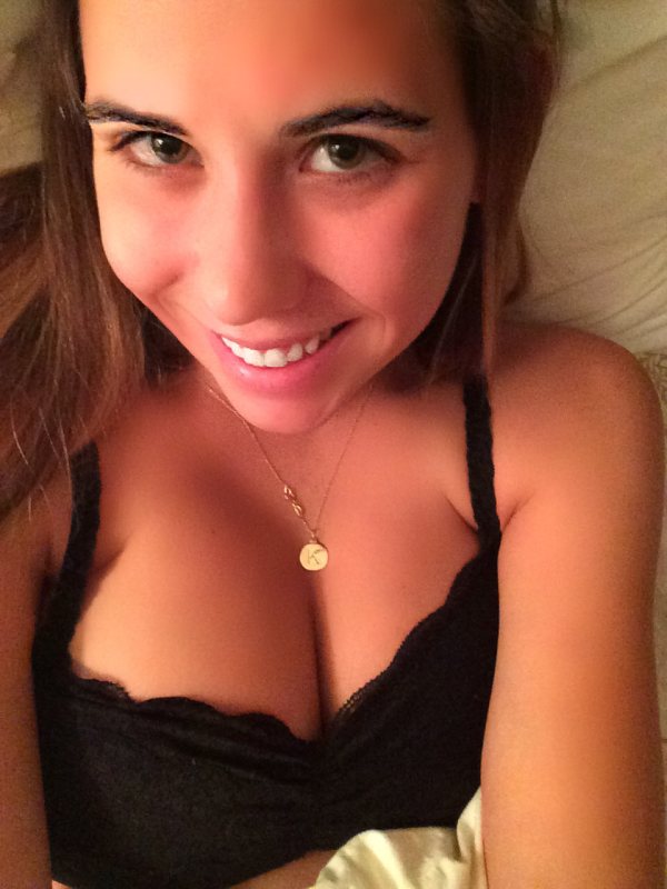 Black bra selfie girl