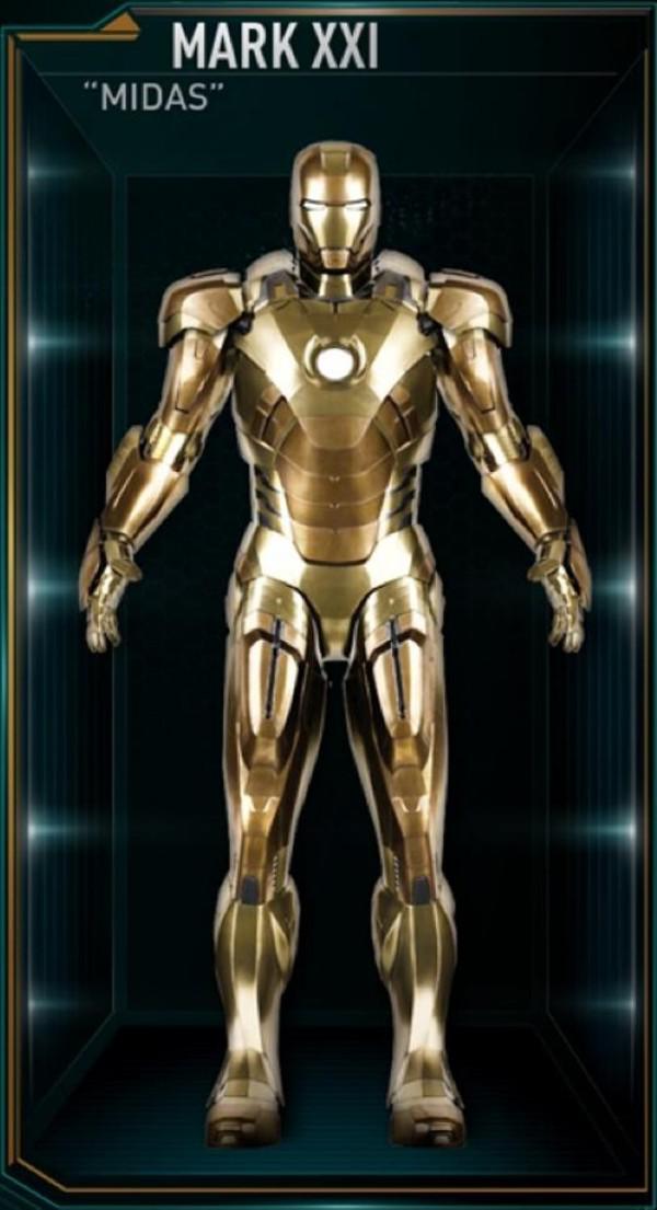 blue and gold iron man suit