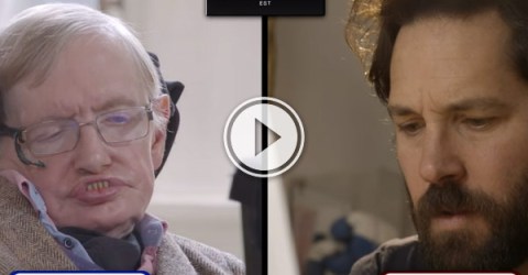 My brain hurts after watching this. Keanu Reeves narrates Paul Rudd vs Stephen Hawking in a game of Quantum Chess,