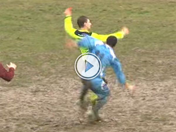 Player fails to attack referee (Video)