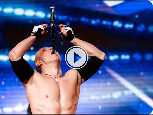 Alexandr Magala risks his life on the Britain's Got Talent stage.