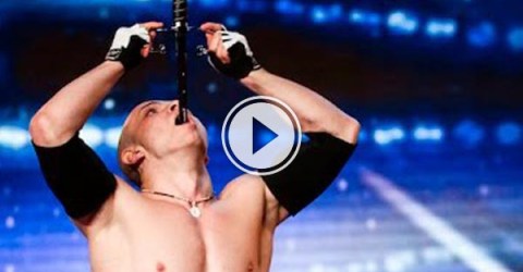Alexandr Magala risks his life on the Britain's Got Talent stage.