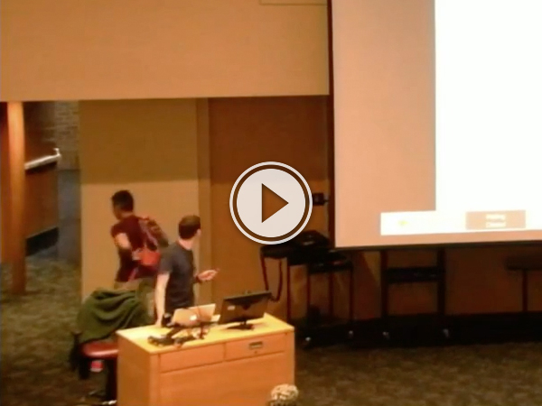 College lecture gets interrupted by sleeping kid (Video)