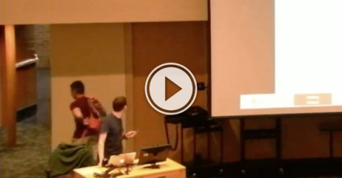 College lecture gets interrupted by sleeping kid (Video)
