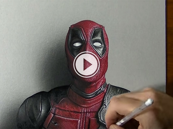 Artist draws an incredible 3-D portrait of Deadpool