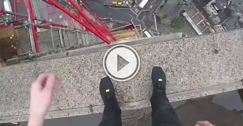 Daredevil climbs a London to the top of a London skyscraper (Video)