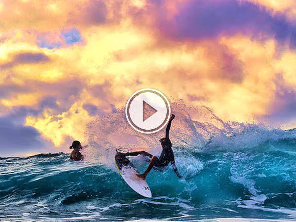 Screenshot of the video of a surfing in the ocean