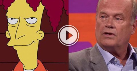 Sideshow Bob and Kelsey Grammer in grey jacket.