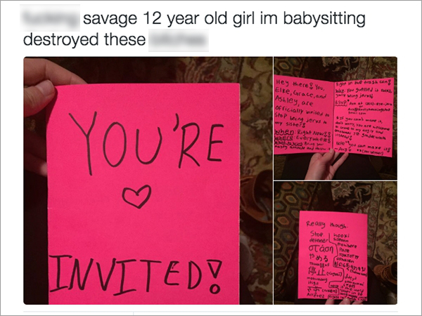 little girl owns sisters bullies invitation 0 A 12 year old girl takes down her lil sisters bullies with a perfect invitation (9 Photos)