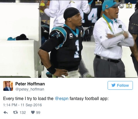 Users freak out as ESPN's fantasy football app, website go down for hours  on first day of NFL games – GeekWire