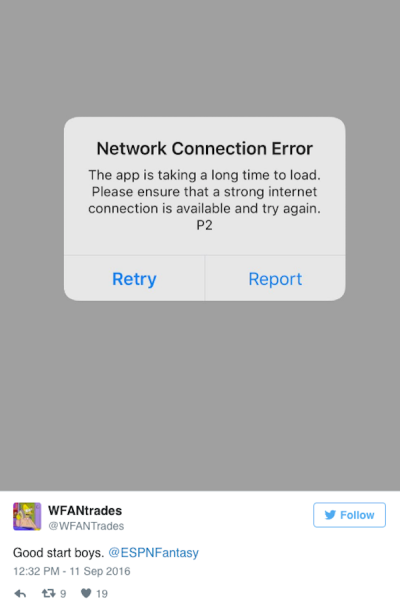 Anyone getting this error on nfl fantasy football app? Is there any fix? :  r/Fantasy_Football