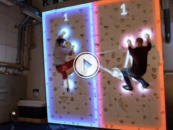 Augmented reality turns a climbing wall into a game of pong (Video)