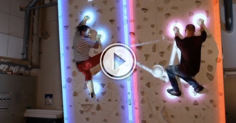 Augmented reality turns a climbing wall into a game of pong (Video)