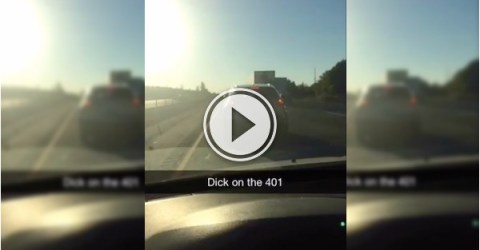Driving along, when suddenly there's a dick in traffic (Video)