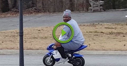 Man has hilarious reaction to neighbor's Minibike (Video)