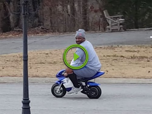 Man has hilarious reaction to neighbor's Minibike (Video)