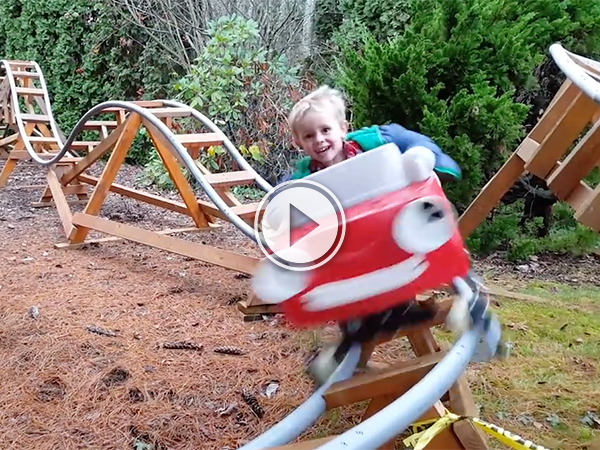 Dad of the year makes a backyard roller coaster