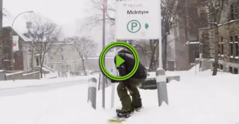 When the car's snowed in, the snowboard is a viable option (Video)