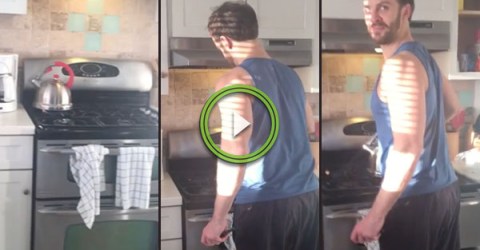 Guy trolls roommate making tea (Video)