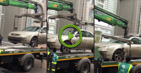 Tow truck driver's gentle touch lets him down in the end (Video)
