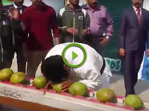 Indian man smashes 45 coconuts in 60 seconds (Video)