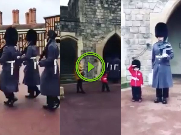 Queen's Guardsman poses for photo with toddler (Video)