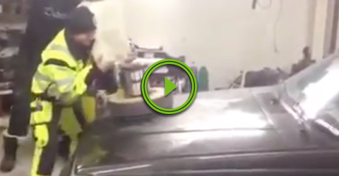 When the boss tells you to make that hood shine like marble... (Video)