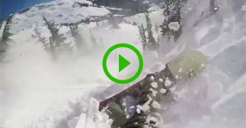 Guy survives insane avalanche (Video)