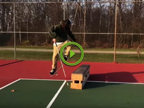 Blind skateboarder does some cool tricks