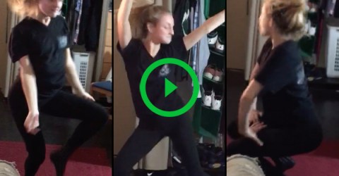 White girl shows off her dance moves (Video)