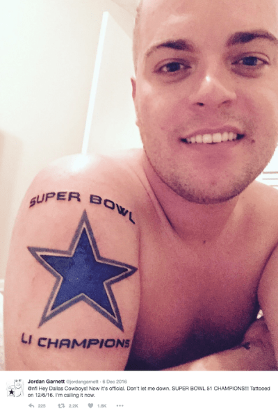 Regrettable Tattoo: Cowboys Fan Jumps The Gun