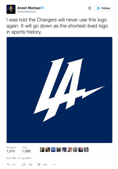 New Chargers logo: Electric, or shockingly bad?