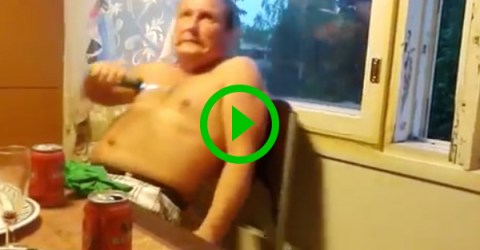 Two Russian guys tase themselves during dinner (Video)