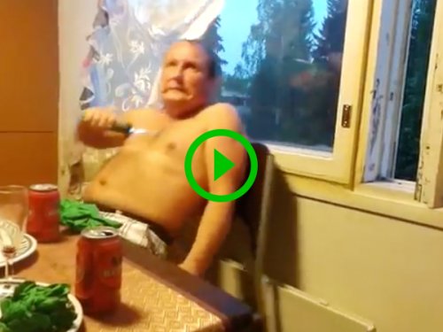 Two Russian guys tase themselves during dinner (Video)