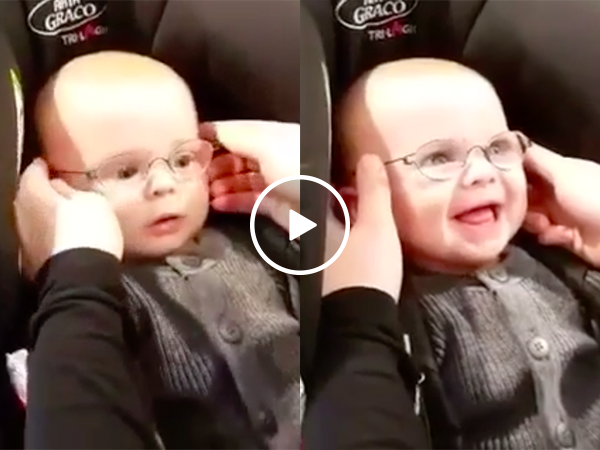 Adorable baby gets glasses, sees his mom clearly for the first time