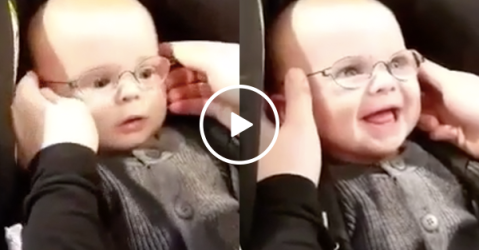 Adorable baby gets glasses, sees his mom clearly for the first time