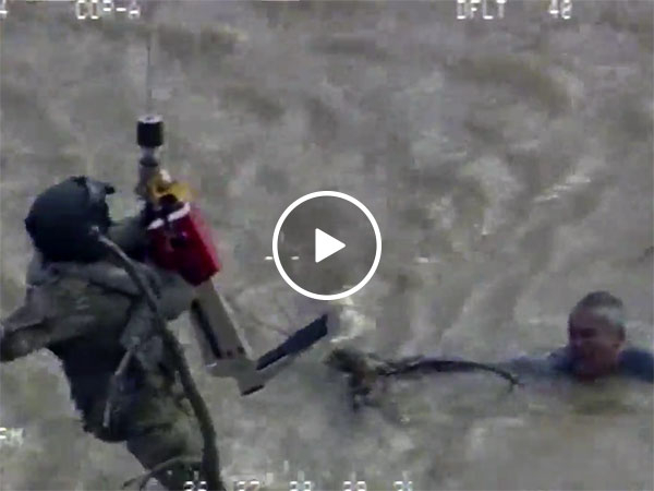 Dramatic helicopter rescue of man who nearly died in flood waters (Video)