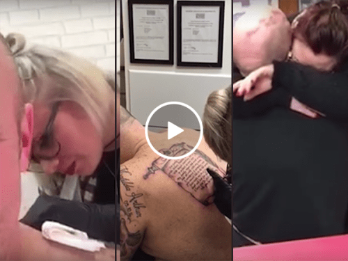 Man proposes to girlfriend with a tattoo on his back (Video)